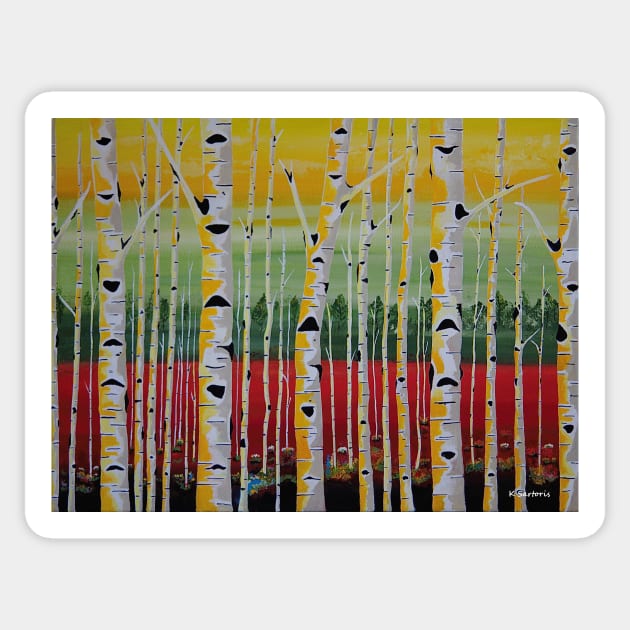 BIRCH Trees Landscape Painting Sticker by SartorisArt1